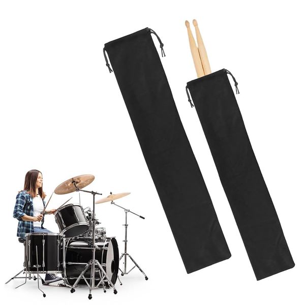 Trommelstöcke Tasche,Drumsticks Tasche,Drumstick Halter Tasche,Drumsticks Wasserdichte Tasche,Student Drum Sticks Tasche,Drum Stick Bag,Drum Case Drumsticks Bag,2 Stück,Schwarz(42 X 8cm)