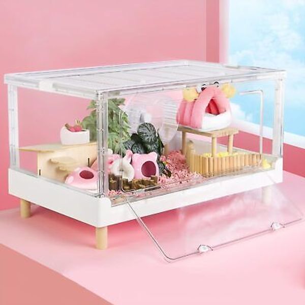 Hamster Cage & Guinea Pig Cages,Fully 27.5"L x 16.9"W x 13.4"H, Transparent