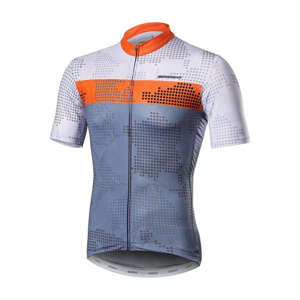 BERGRISAR Kurzarm Fahrradtrikot Herren Radtrikot mit Reißverschluss Taschen Trikots für MTB Mountainbike, Orange, Klein