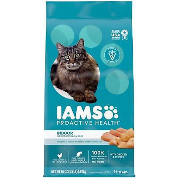 Iams Proactive Health Indoor Weight & Hairball Control Adult Dry Cat Food *3.5Lb