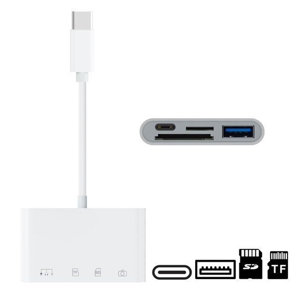 2025 New Release: Type-c Card Reader, 4 in 1 Camera Reader, SD Card Reader, USB/Type-C, SD/TF Adapter with OTG Function, Read/Write Simultaneously, High Speed Two-Way Data Transfer, Fast Charging