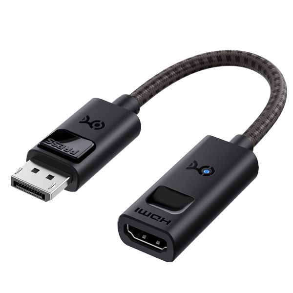 Cable Matters DisplayPort auf HDMI Adapter 8K mit 4K 120Hz oder 8K 60Hz, unidirektionaler DisplayPort 1.4 zu HDMI 8K Adapter in Schwarz, Stütze für RTX 3080/3090, RX 6800/6900 und vieles mehr