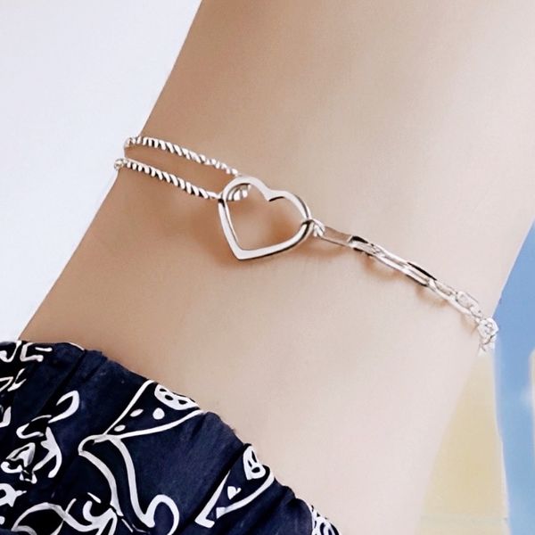 SILVER925 Heart Silver Ball Clip Chain Silver Silver Bracelet