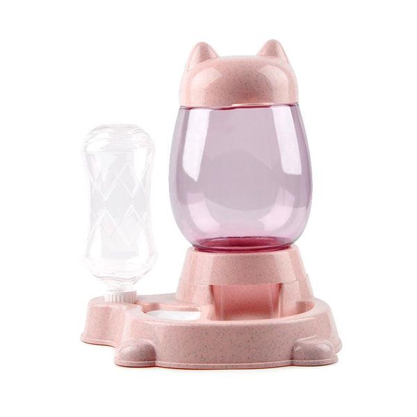 Pet Oasis: Automatic Feeder And Water Dispenser - Pink / 24X31X20Cm