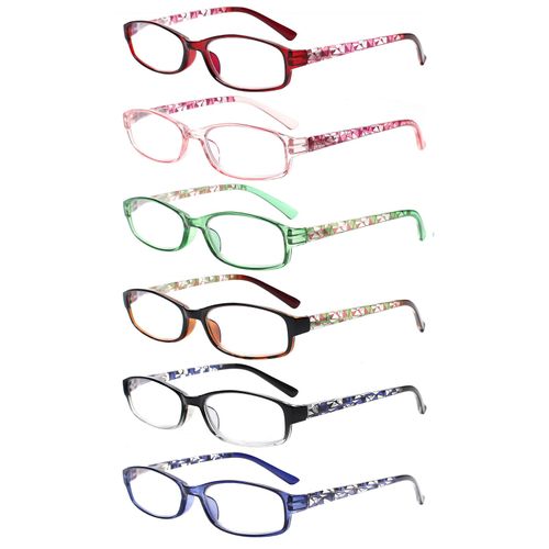 Kerecsen 6 Pack Reading Glasses for Women Men Blue Light Blocking With Spring Hinge computer readers for Ladies Eyeglasses (6 Mix Color-1, 2.00, multiplier_x)