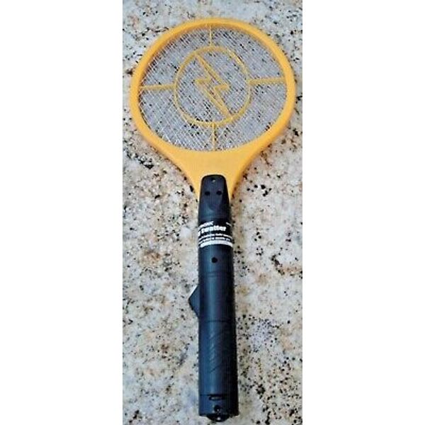 Original Bug Zapper Tennis Racket Electronic Fly Swatter Black & Yellow #62577