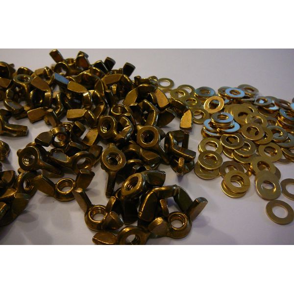 M6 SOLID BRASS WING NUTS WITH FREE M6 BRASS WASHERS 6/10 OR 20 PACKS (6)