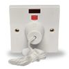 Mr.Gadget's Solutions 45 Amp Electric Shower Ceiling Switch with Pull Cord, Double Pole Isolator with Neon Indicator White