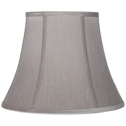 Pewter Gray Medium Bell Lamp Shade 8" Top x 14" Bottom x 11" Slant x 10.5" High (Spider) Replacement with Harp and Finial - Springcrest