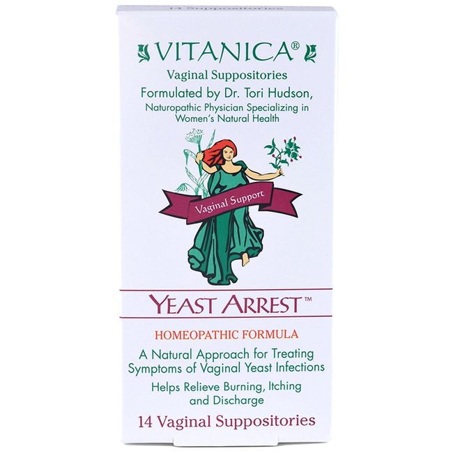 Vitanica Yeast Arrest, for Yeast Infection Symptoms, 14 Suppositories