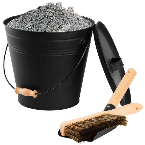 FEED GARDEN 3.5 Gallon Ash Bucket with Lid,Shovel,Broom and Screwdriver,Firep...