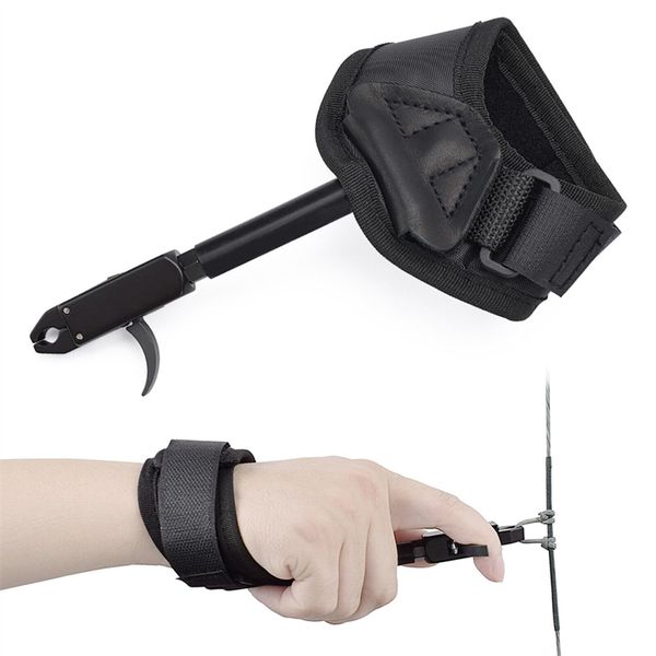 Compound Bow Release Aid Trigger Adult Archery Right Left Hand Adjustable Black Wrist Strap （Pack of 1