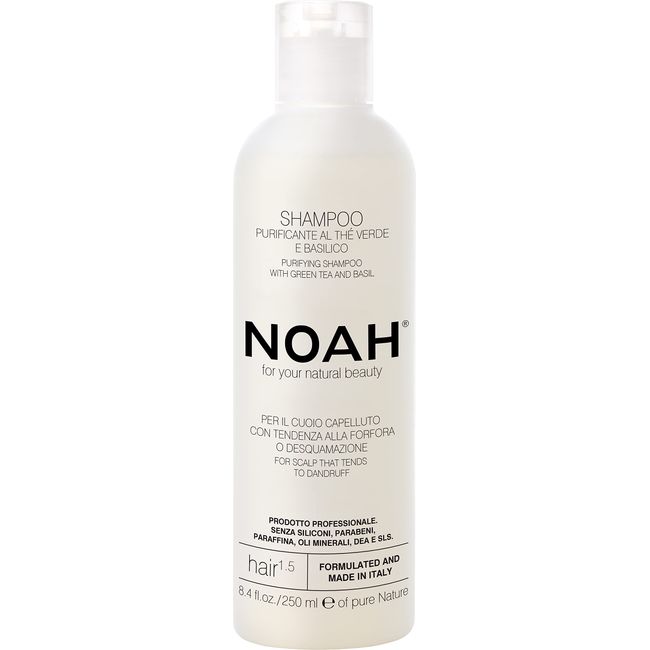 Noah Hair - 1.5 Purifying Shampoo with Green Tea and Basil - Organic Shampoo - With Green Tea Extract and Essential Oils– Natural Shampoo - Dandruff Shampoo - Hair Care for Natural Beauty - 8.5 fl.oz