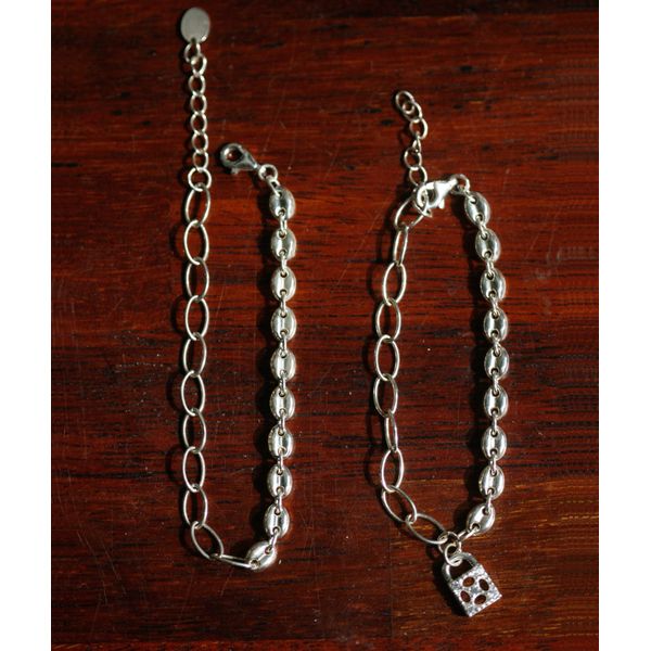 Silver 92.5 padlock pendant anklet chain silver bracelet