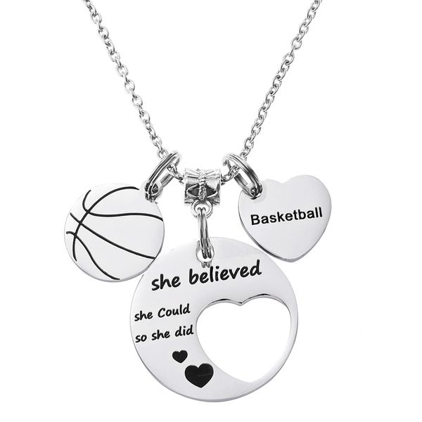 FYXYZ FY Basketball Necklace Basketball Gifts for Girls Women Teens Basketball Pendant Necklace Stainless Steel Necklace Sports Necklace