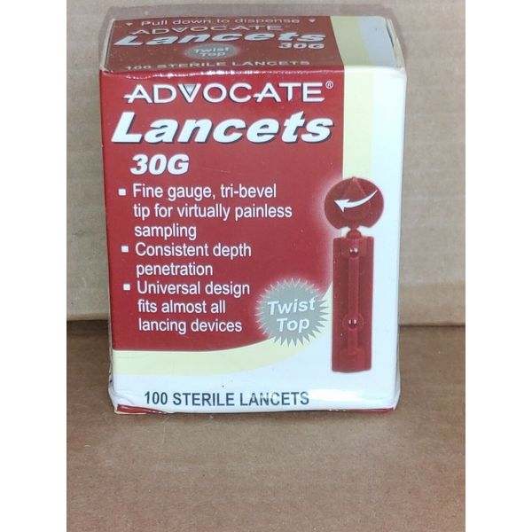 Advocate Sterile Lancets 30G, Twist Top, 100 Lancets