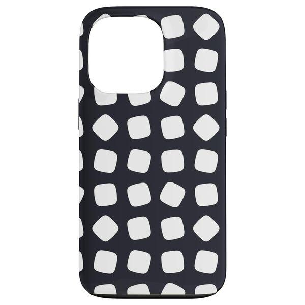 iPhone 13 Pro White Black Rounded Square Lozenge Shapes Pattern スマホケース