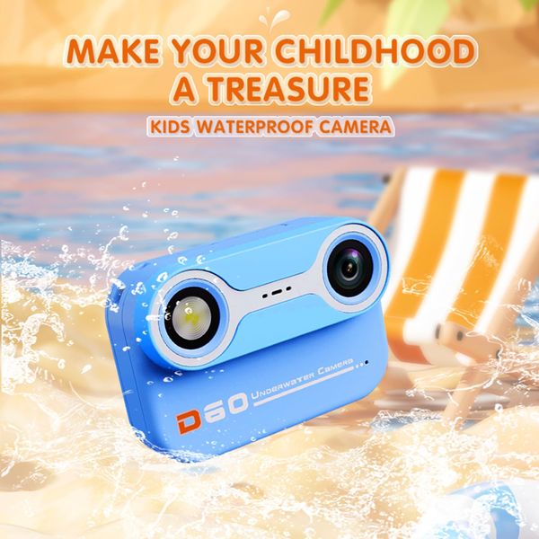 Kids Waterproof Camera, 10Ft Underwater Digital Cameras 1080P FHD Birthday Gifts for Girls Boys 3-12 Year Old,Digital Point and Shoot Camera with 32GB Card, Pool Toys for Kids, Blue