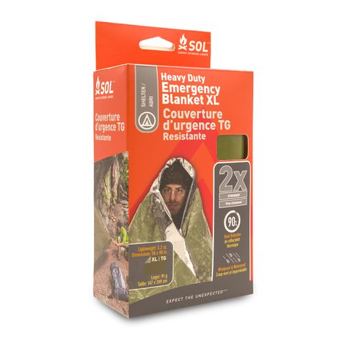 Survive Outdoors Longer 90% Heat Reflective Heavy-Duty Emergency Blanket - Thick, Rugged Rescue Blanket for Disaster Preparedness Kit - Waterproof, Windproof, Tear-Resistant - 58" x 98", 3.2 oz, Green