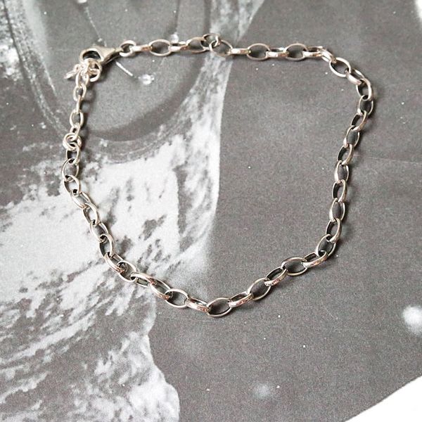 925 silver simple oil painting round chain bracelet