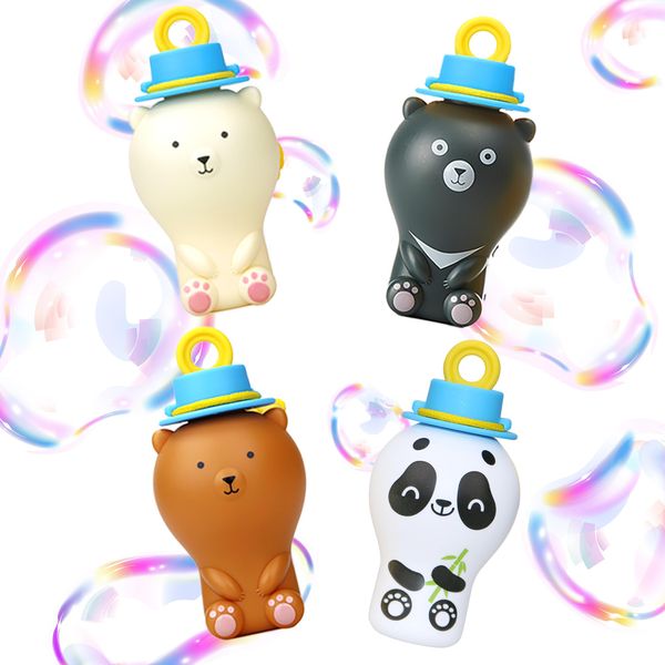 No Spill Bubbles Toy |Uncle Bubble Bear Family Set, Polar Bear, Brown Bear, Cool Black and Cute Panda Bear, Super Solution and 8 Bubble Wands, Portable Bubble Toys for Mess-Free