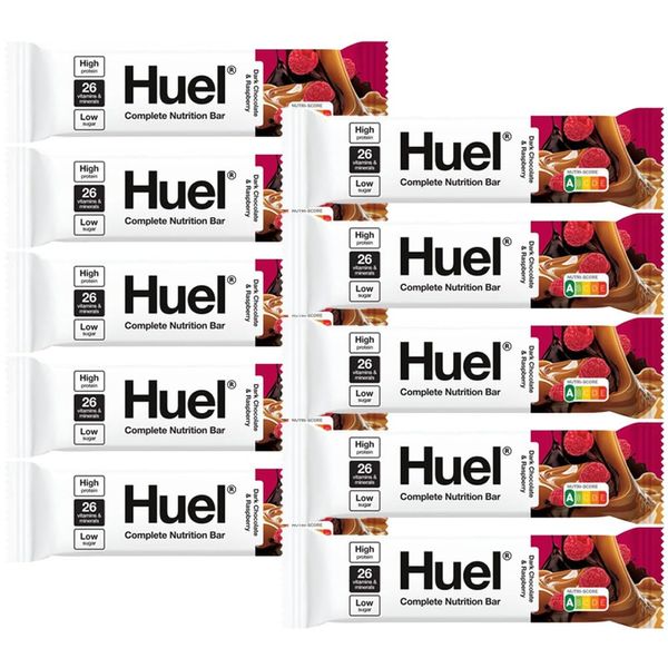 Complete Nutrition Bar Dark Chocolate Raspberry 51g Pack of 10 High Protein Vitamin Mineral Healthy Vegan Snack Compatible with Huel Ready-to-Drink with Welari Thank You Card | (10pack) (510g)