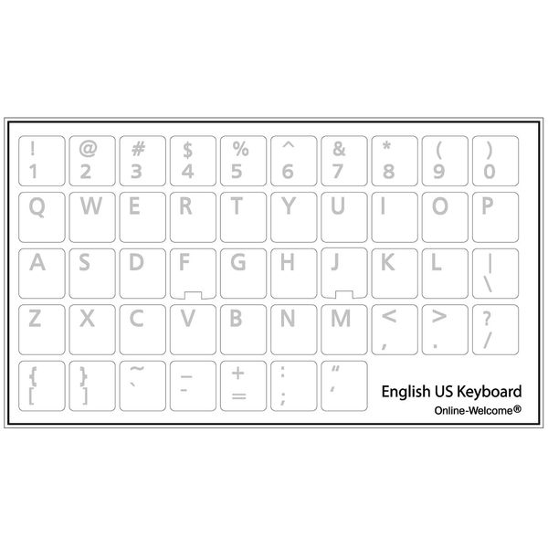 English US Transparent Keyboard Sticker White