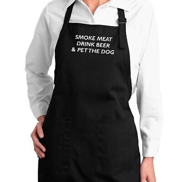 Smoke Meat Funny BBQ Drink Beer Pet the Dog Grilling Barbecue Cooking Apron gift