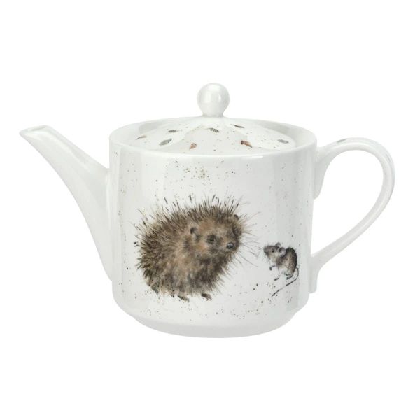 RW WN4090-XT Royal Worcester Wrendale Designs China One Pint Tea Pot-Hedgehog and Mouse, Ceramic, White