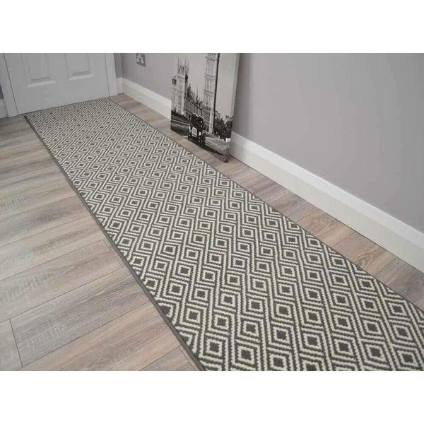 Modern Luna Light Grey Cream Long Hall Runner Cut To Size