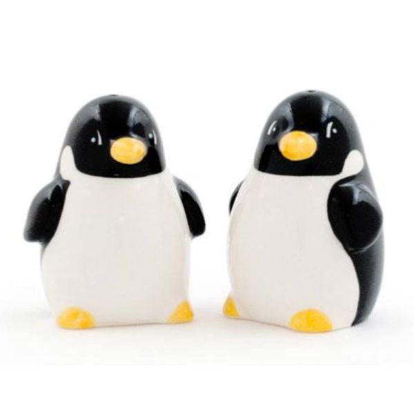 Chubby Penguin Pair Salt & Pepper Shakers / Pots - Black and White - 7 cm