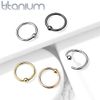 PiercedOff Gold Tone PVD over Titanium 0.8mm Fixed 2mm Ball Bendable Cut Ring - Ring Size 10mm