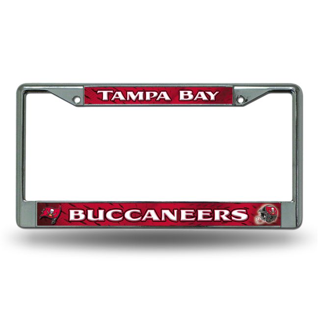 Rico Industries NFL Tampa Bay Buccaneers Standard Chrome License Plate Frame Team Color, 6 x 12.25-"