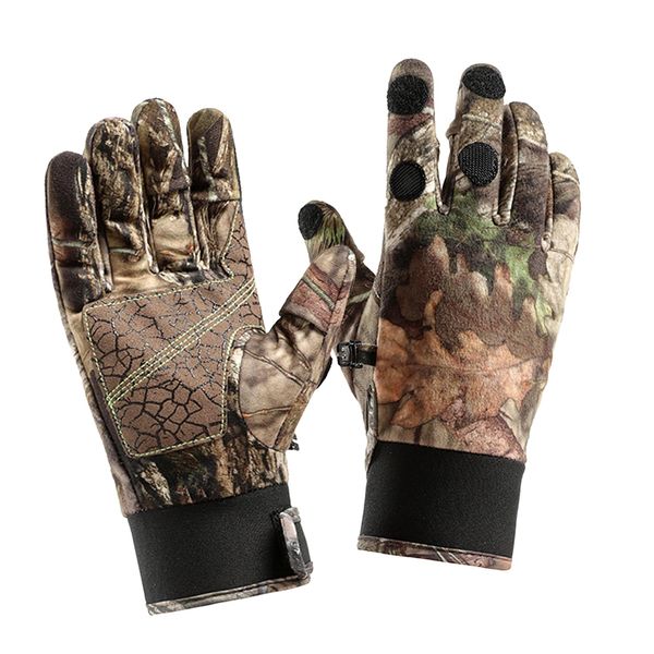 Taeku Camouflage Handschuhe, Leichte Vollfinger Jagdhandschuhe Zubehör Pro Anti-Rutsch Tarnhandschuhe Angelhandschuhe für den Außenbereich (Schwarz L)