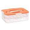 BTSKY Deviled Egg Platter with Lid, 2-Layer 36 Slots Deviled Egg Carrier, Clear Portable Egg Holder for Fridge Reusable Deviled Egg Tray Egg Carton Box for Easter and Party Favor (2-Layer, Orange)