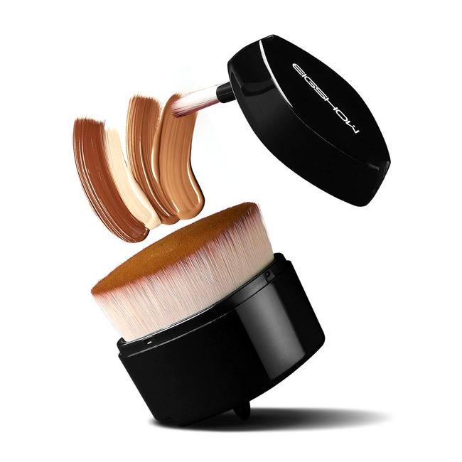 Foundation Pinsel, EIGSHOW einziehbarer Kabuki Foundation Pinsel, flacher Foundation Pinsel für flüssige, Cremige und fehlerlose Puder-Kosmetik (schwarz)