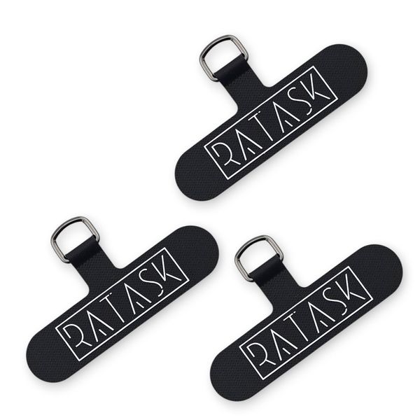 RATASK Tether Tab for Phone Lanyard, Mobile Phone Strap Tether Patch, Universal Tether Patch, Durable Metal or Soft Fabric Option, Pack of 3 (Basic Fabric, Black)