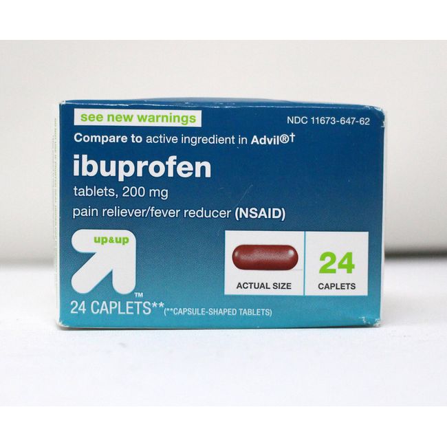 Up & Up Ibuprofen 200 mg Pain Reliever Fever Reducer 24 Caplets, See Description