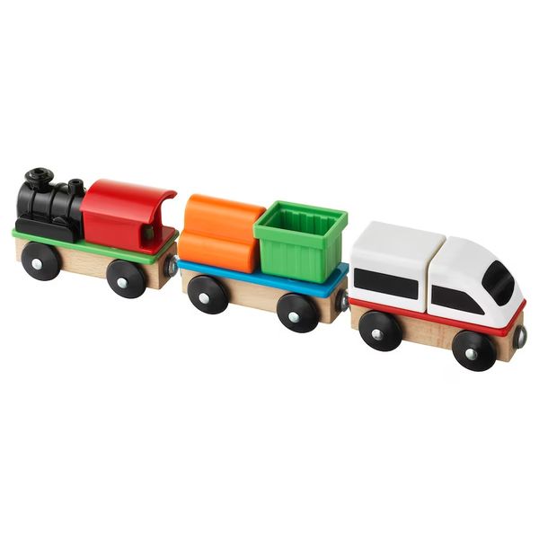 Ikea Original Kids Children Lillabo 3 Piece Train Set Wooden Toy magnets