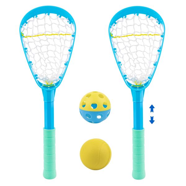 Foayex Hydro Lacrosse Game Set Outdoor Games Retractable Lacrosse Sticks Beach Toys with 2 Lacrosse Balls Pool Toys Yard Games for 3 4 5 6 7 8 9 10 Year Old Boys Girls Kids Toys