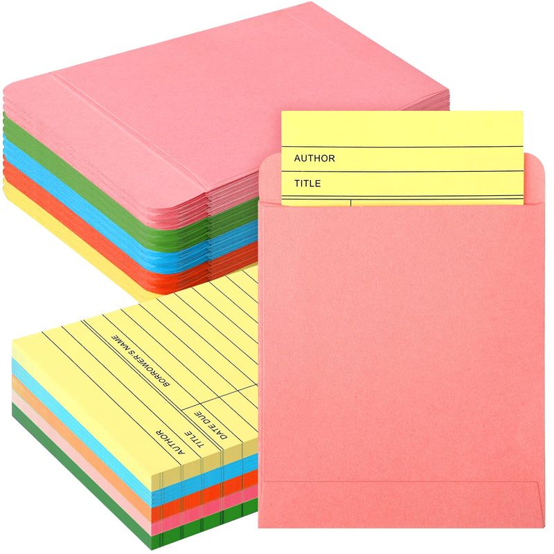 Patelai 100 Pcs Library Pockets and Cards Set Include 50 Pcs Self ...
