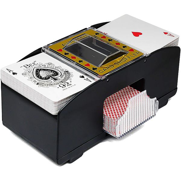 Jabroyee Push Button Automatic Card Shuffler, Card Sorter Poker Card Shuffler to Shuffle Playing Cards Battery Operated Mixer for Poker, Rummy, Casino,etc