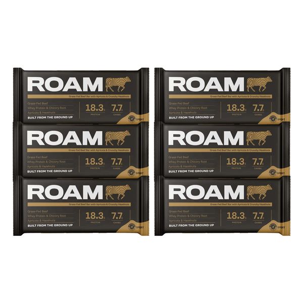 ROAM Natural Protein Bars, Meal Replacement Nutrition Bars, High Protein And Low Carb, Ideal For Healthy Diet (Apricot & Hazelnut, 6 Count (Pack of 1))