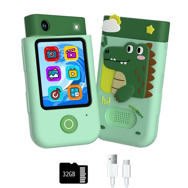 Kids Phone,Kids Smart Phone for Boys with Music Player Dual Camera Puzzle Games Story Dream Machine Phone Touchscreen Learning Toys Christmas Birthday Gifts for age3-10 Boys with 32G SD Card