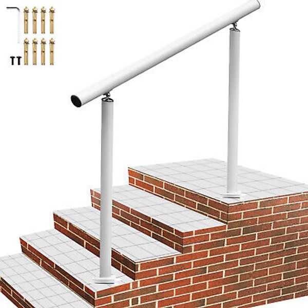 Handrail Outdoor Stairs Outdoor Handrail 4 ft, 34" White Transitional for Garden