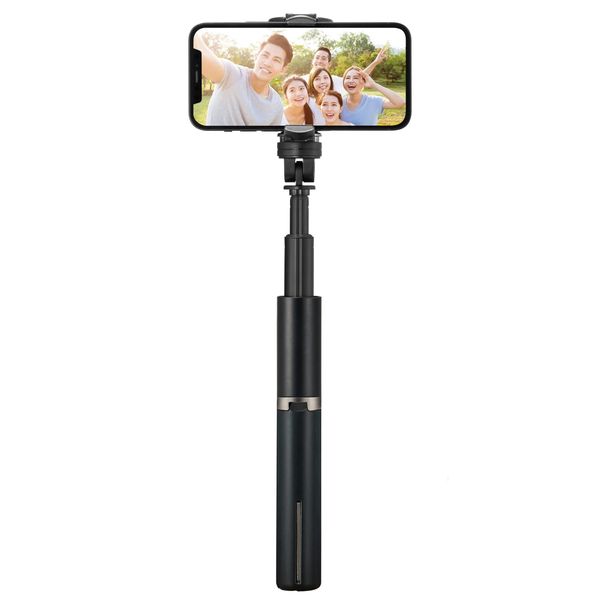 Elecom P-STB01BK Smartphone Gimbal Stabilizer, Camera Compatible, Built-in Tripod, Adjustable Height, Single Axis, 90 Degree Rotation, Approximately 4 Hours of Continuous Use, Anti-Shake, Selfie