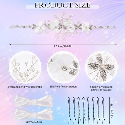 HOWAF First Holy Communion Gifts for Girls, Holy Communion Hair Accessories Flower Headband Flower Crown Communion Glove Rosary Beads Catholic Pearl Cross Bracelet Earrings for First Communion Gifts
