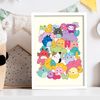 Themed Squishmallows Print - Fluffy Cloud Group Poster Wall Art (21cm x 29.7cm - A4)
