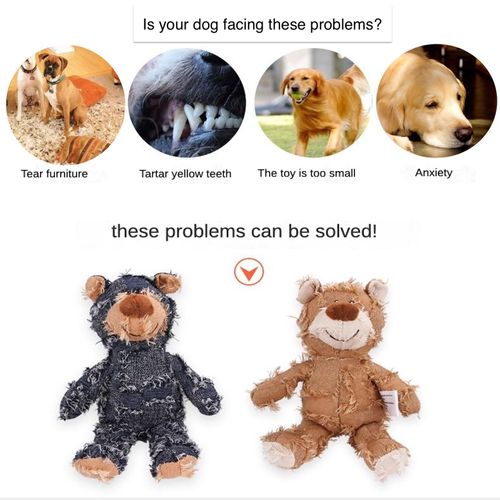 MAXBECK Dog Companion for Heavy Chewers- 2024 New Indestructible Robust Bear Dog Toy, Durable Squeaky Dog Toys for Heavy Chewers, Unbreakable Stuffed Plush Dog Toys for Aggressive Chewers (A-Navy)