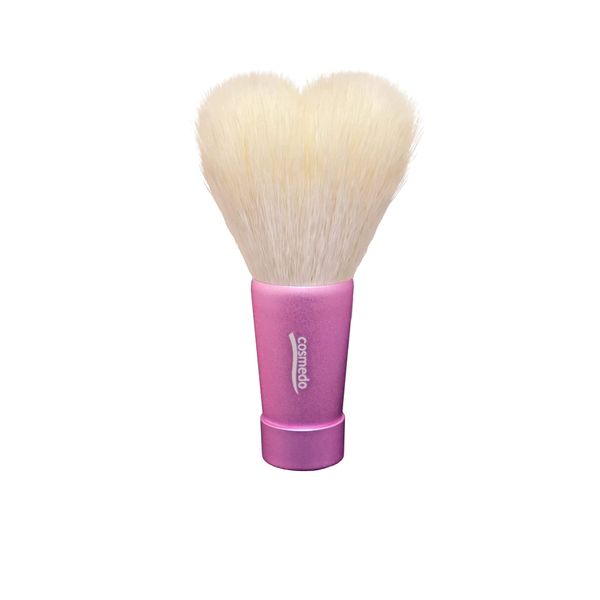 Kumano Brush Takumi no Cosmetic Brush, Heart-shaped, Facial Cleansing Brush, M Size, Total Length 3.1 inches (80 mm), Pink (Tip: White/Handle: Pink) M: W/P